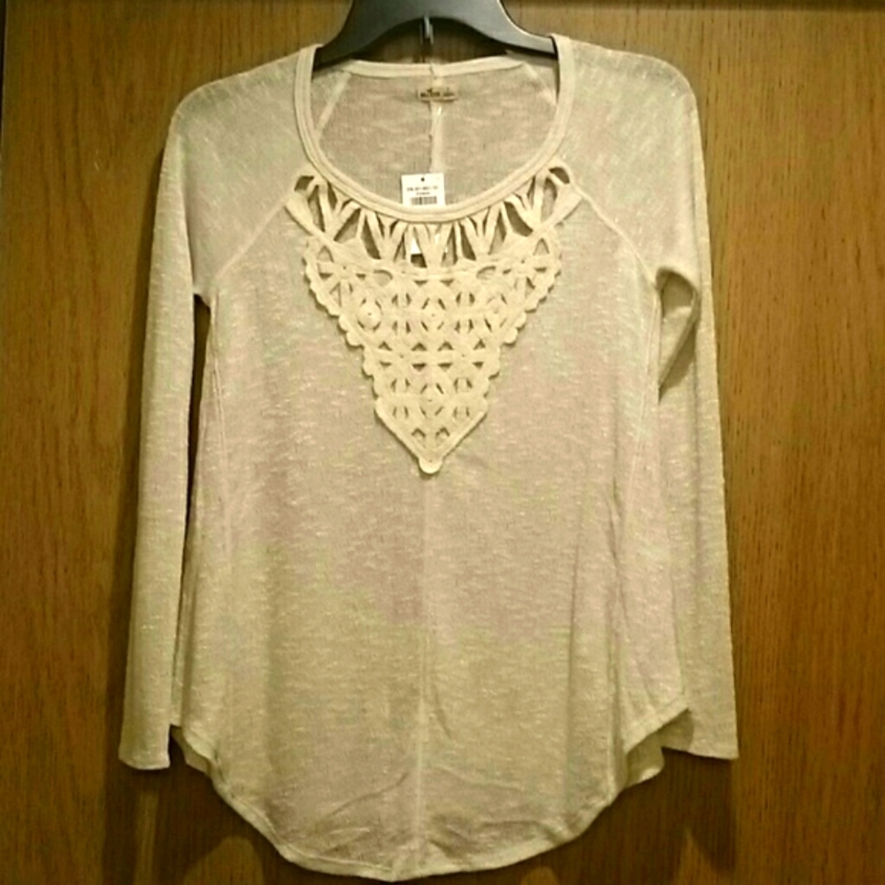 Embroidered Crochet Long Sleeve Sweater Teacher Modest Top Blouse NWT Copy 🇺🇦